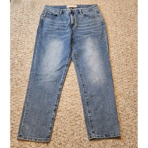 Soft Surroundings High-Rise Distressed Mom Jeans – Blue Denim –‎ Size 16